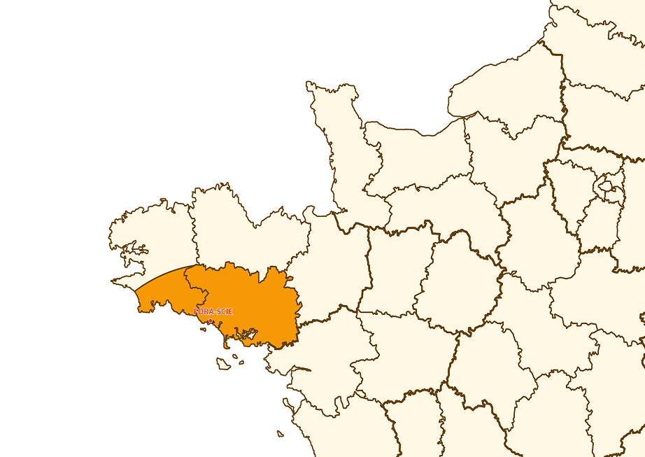 Illustration de l'ouest de la france avec le morbihan et le finistère mis en avant